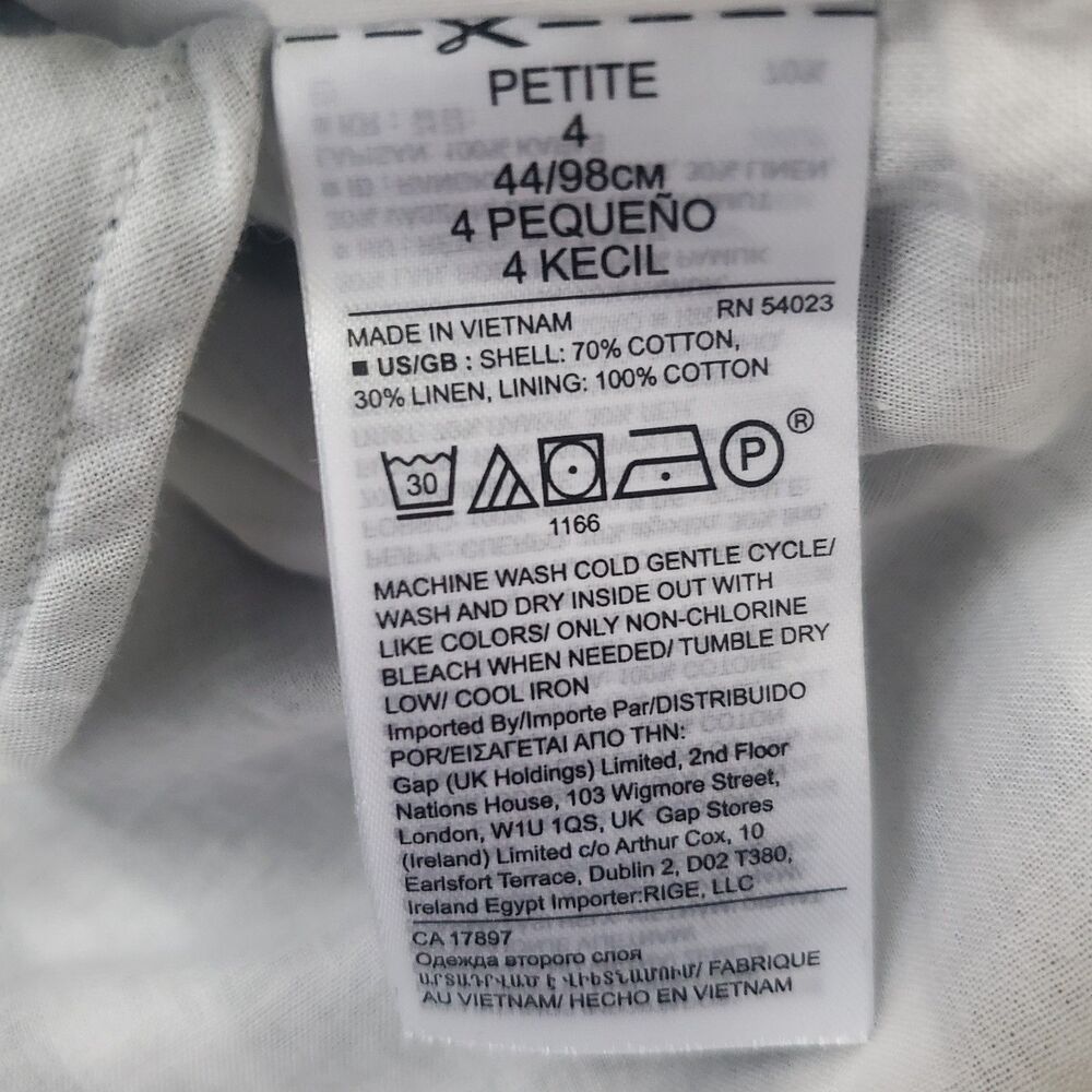 Banana Republic Women's Romper Size 4 Petite Striped Cotton Linen Tie Pockets - Picture 6 of 11